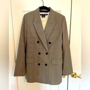 Zara double breasted plaid blazer